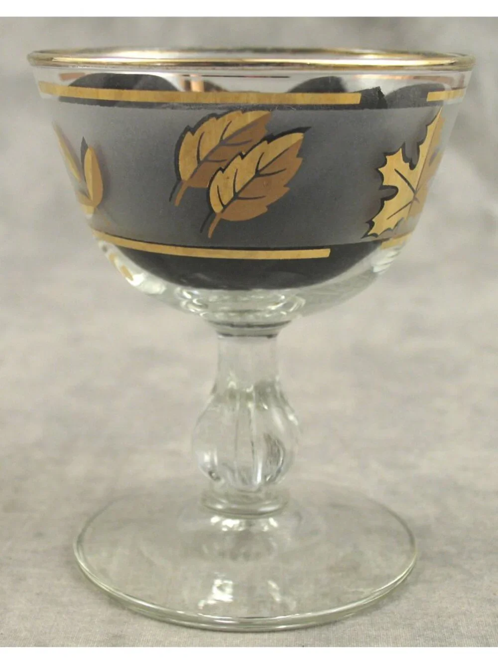 Vintage Libbey Golden Foliage Frosted Champagne Sherbet Glasses Set of 6 MCM